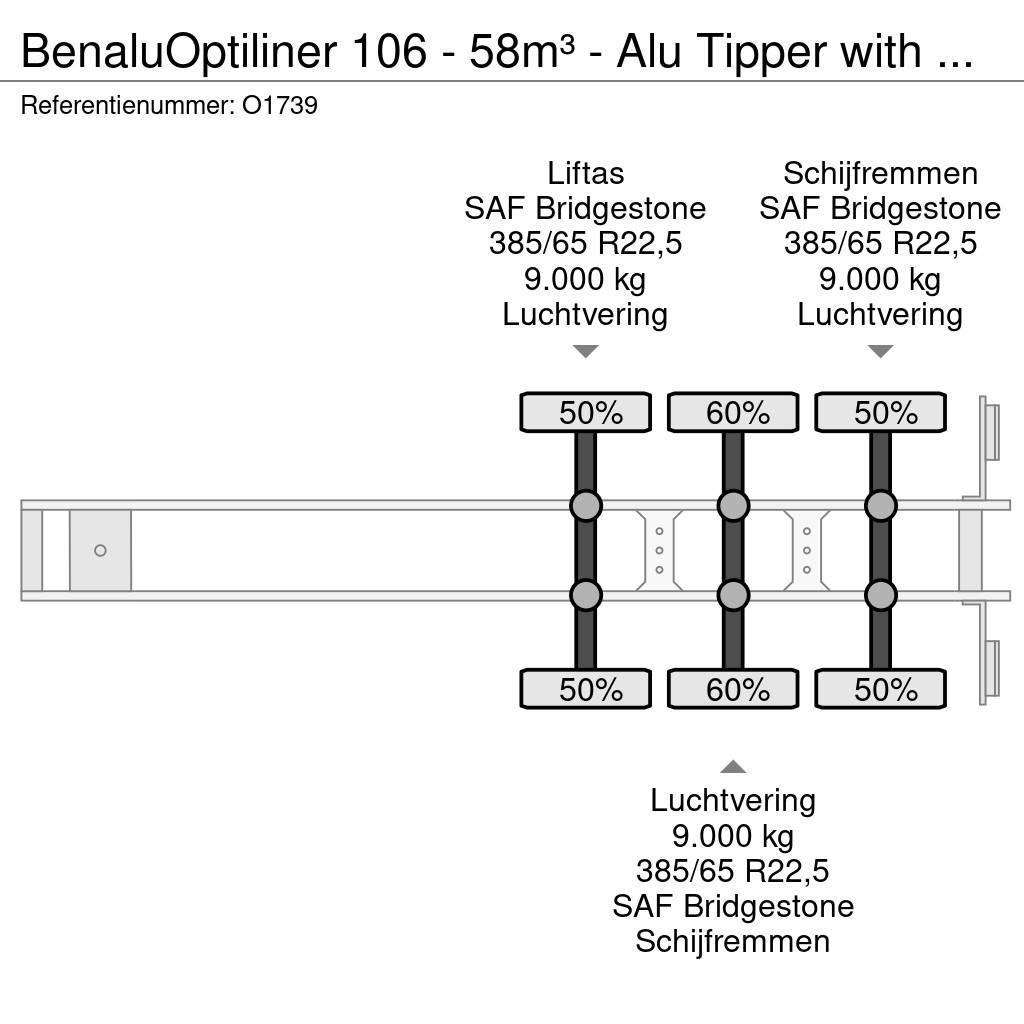Benalu Optiliner 106 - 58m³ - Alu Tipper with Carrier Sup Naczepy wywrotki / wanny