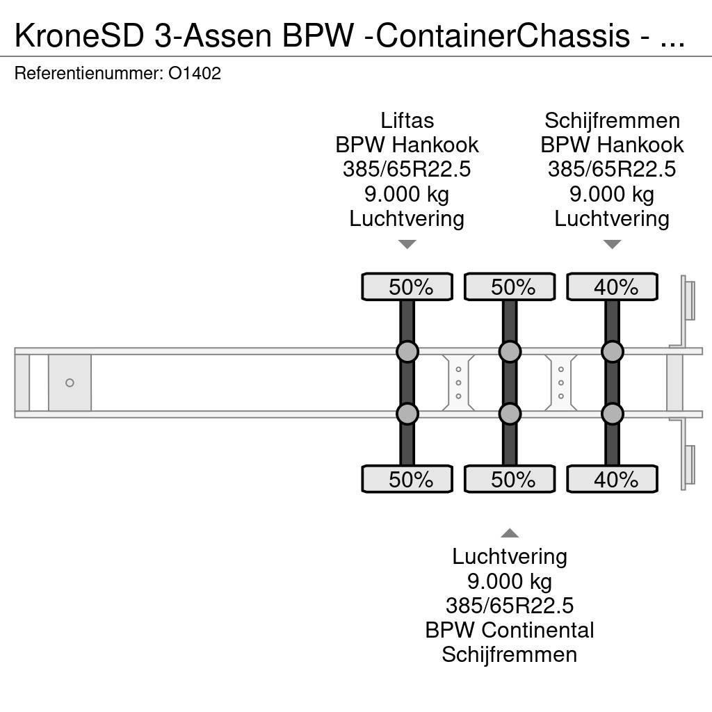 Krone SD 3-Assen BPW -ContainerChassis - Achterschuiver Naczepy do transportu kontenerów