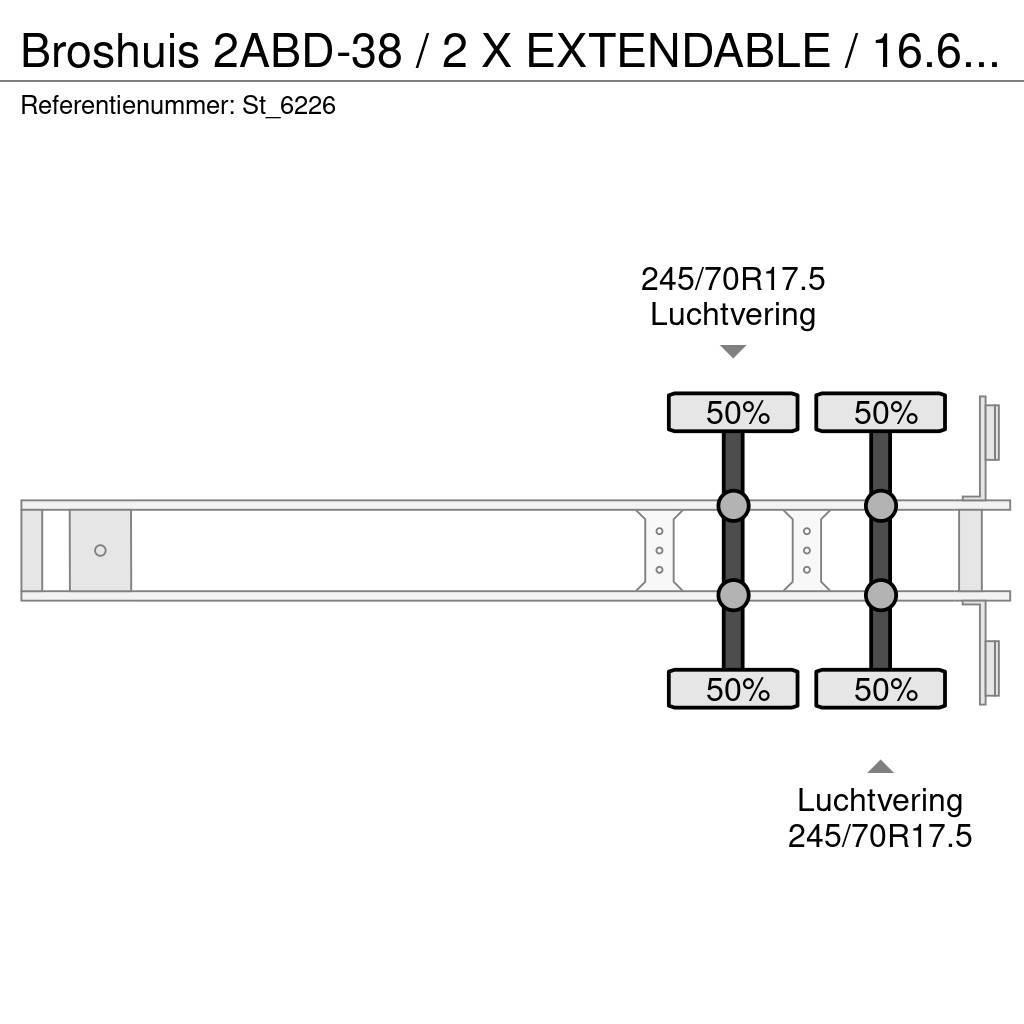 Broshuis 2ABD-38 / 2 X EXTENDABLE / 16.62 mtr BED / Naczepy niskopodłogowe