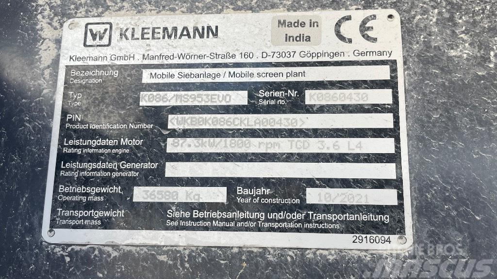 Kleemann 953 Przesiewacze