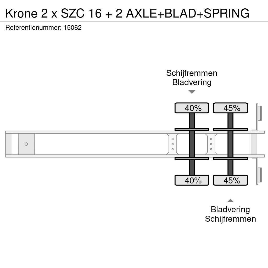 Krone 2 x SZC 16 + 2 AXLE+BLAD+SPRING Naczepy do transportu kontenerów