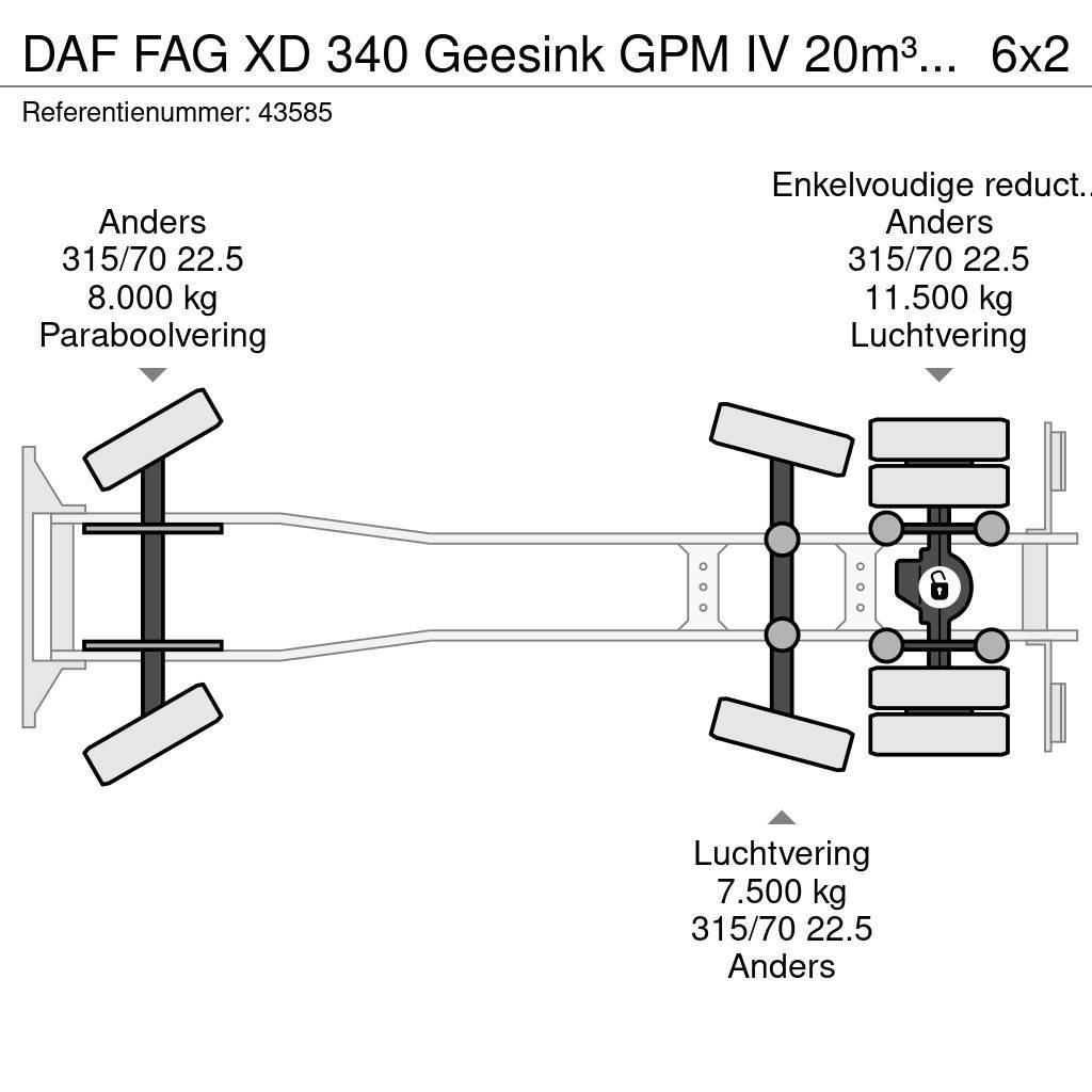 DAF FAG XD 340 Geesink GPM IV 20m³ GEC Welvaarts weigh Śmieciarki
