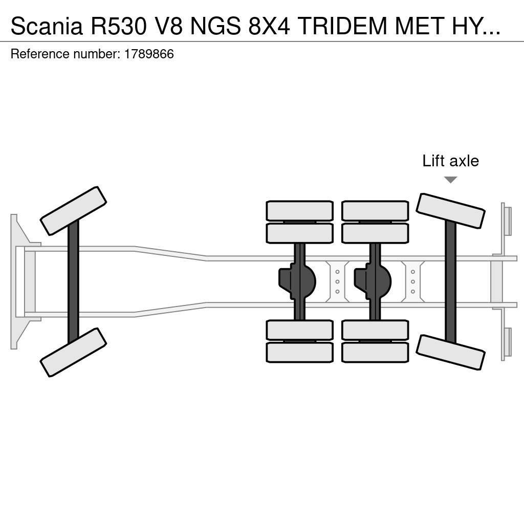 Scania R530 V8 NGS 8X4 TRIDEM MET HYVA 2Z KIPPER + HMF 50 Żurawie samochodowe