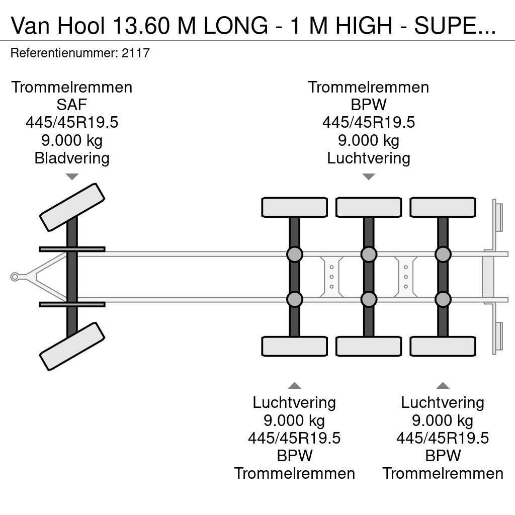 Van Hool 13.60 M LONG - 1 M HIGH - SUPER SINGLE TIRES - DRU Platformy / Przyczepy z otwieranymi burtami