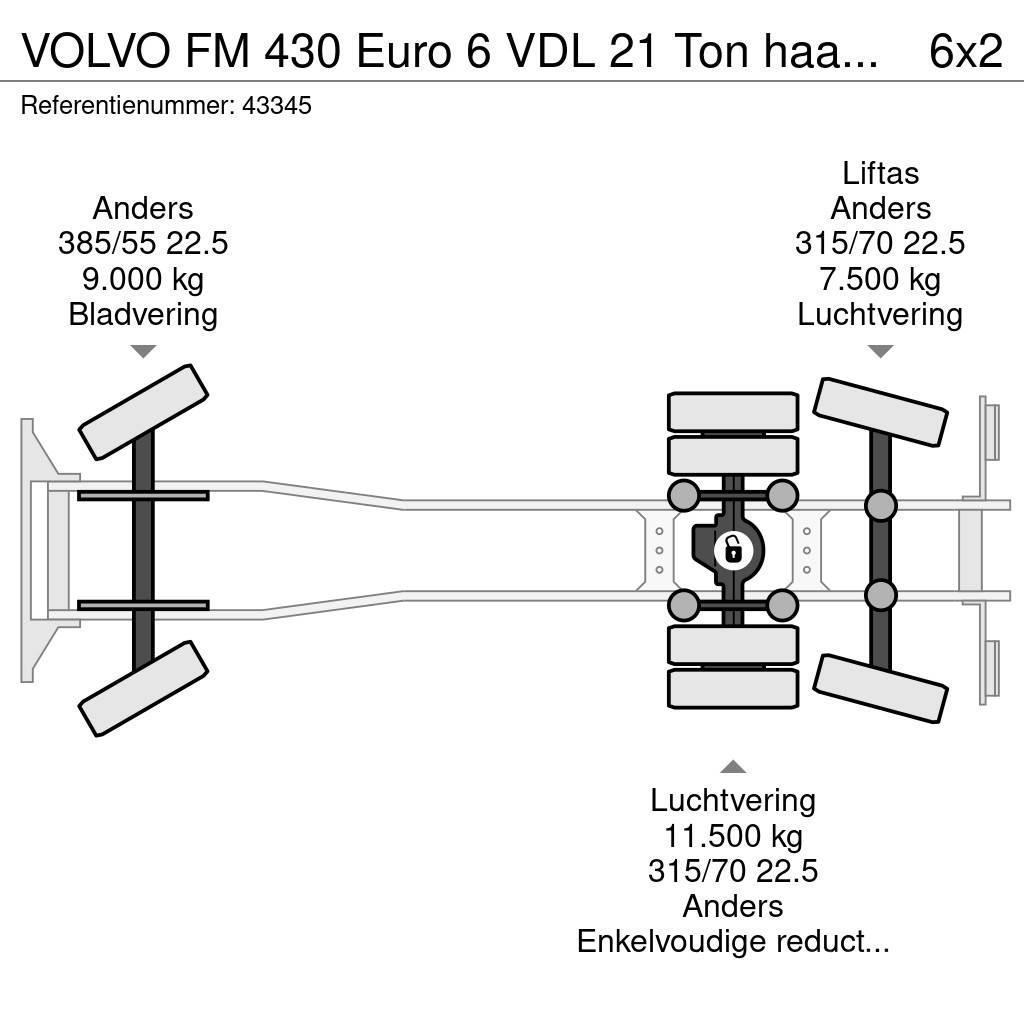 Volvo FM 430 Euro 6 VDL 21 Ton haakarmsysteem Kontenerowce / BDF