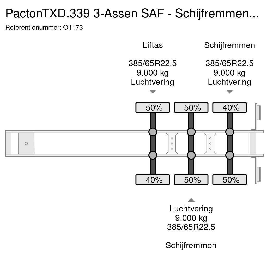 Pacton TXD.339 3-Assen SAF - Schijfremmen - Liftas - Kooi Platformy / Naczepy z otwieranymi burtami