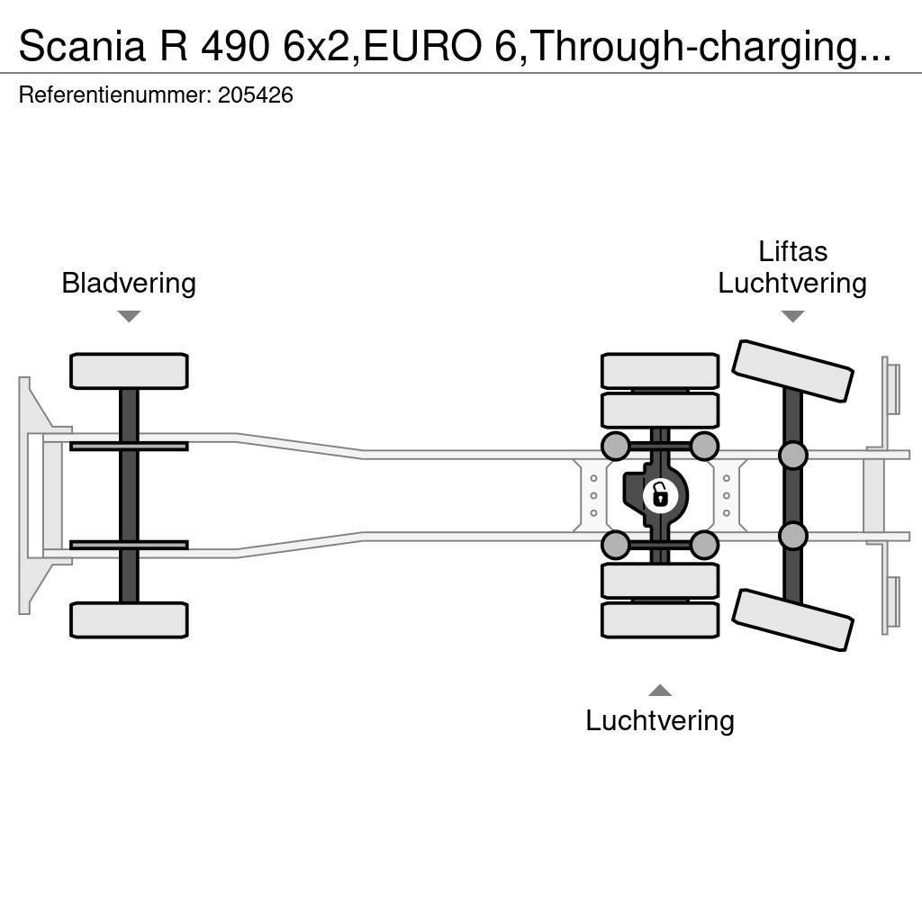 Scania R 490 6x2,EURO 6,Through-charging system,Retarder, Ciężarówki firanki