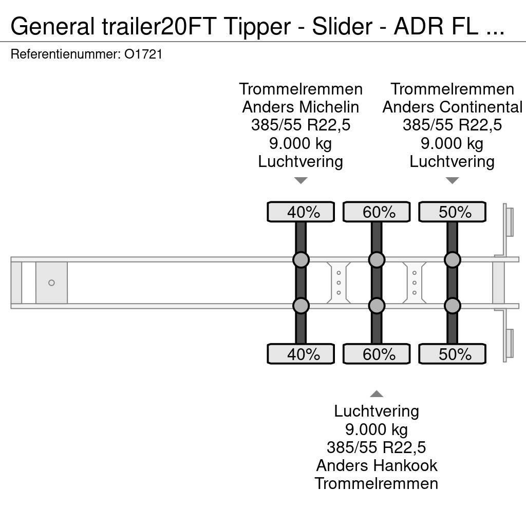 General Trailer 20FT Tipper - Slider - ADR FL OX AT - ElectricHydr Naczepy do transportu kontenerów