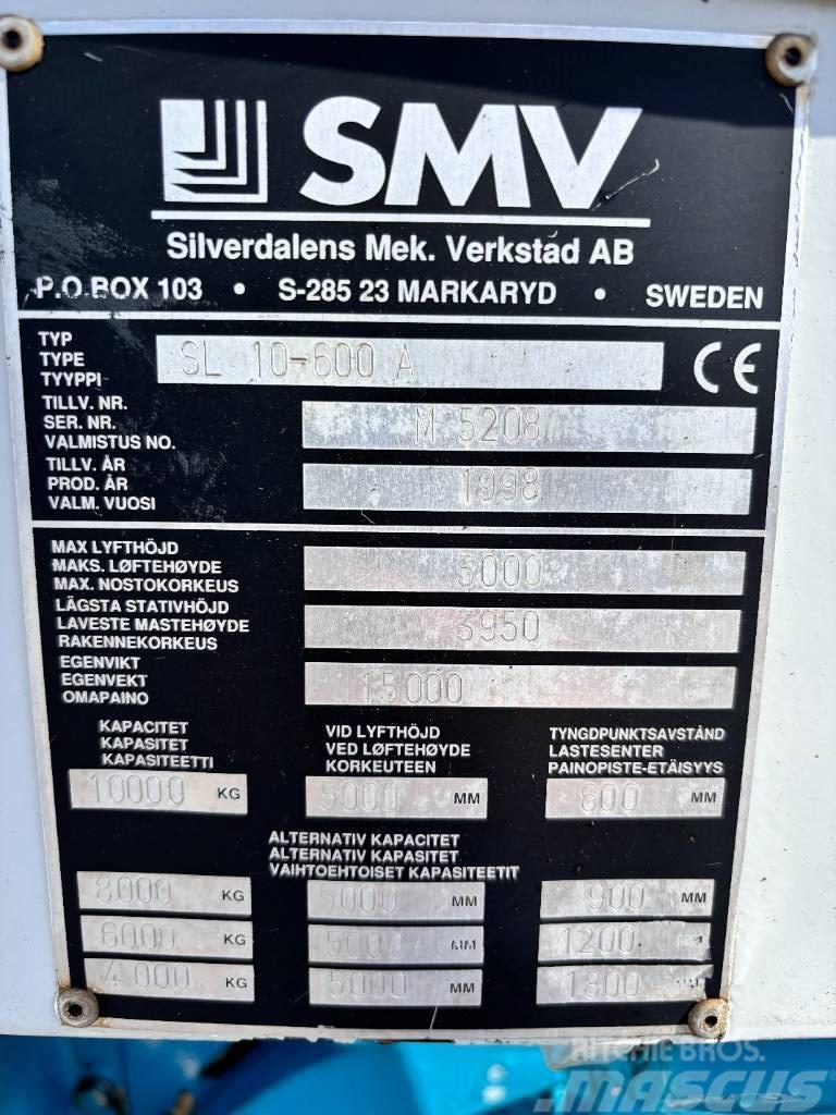 SMV SL 10-600 A + extra counterweight 12t. capacity Wózki Diesla