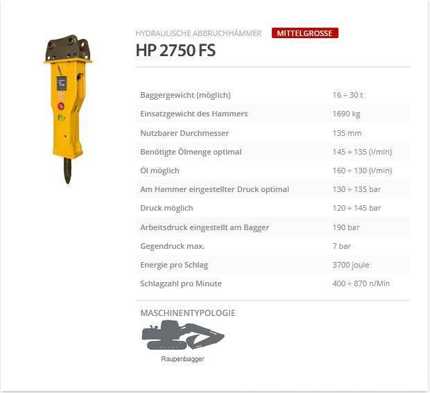 Indeco HP 2750 FS Młoty hydrauliczne