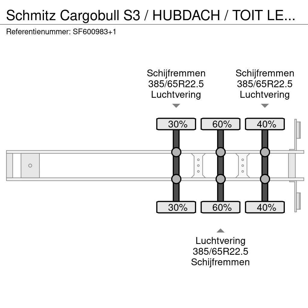 Schmitz Cargobull S3 / HUBDACH / TOIT LEVANT / HEFDAK / COIL / COILM Naczepy firanki
