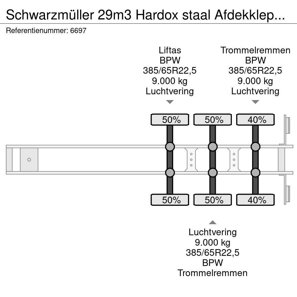Schwarzmüller 29m3 Hardox staal Afdekkleppen Liftas Naczepy wywrotki / wanny