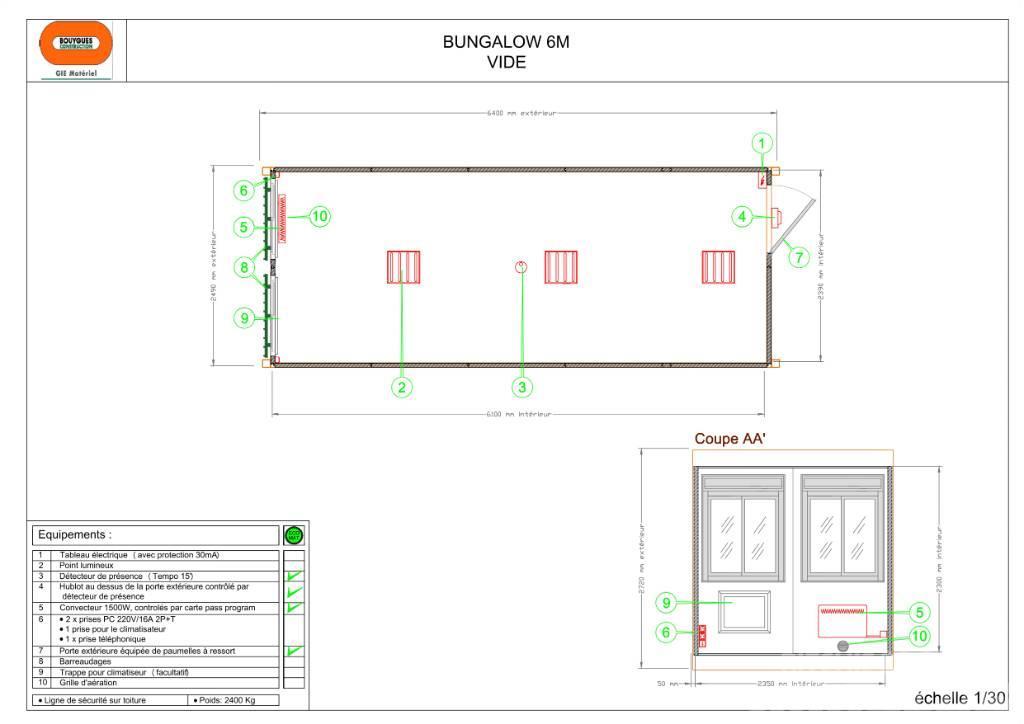  Bungalow 6 m Bureau vide Baraki budowlane