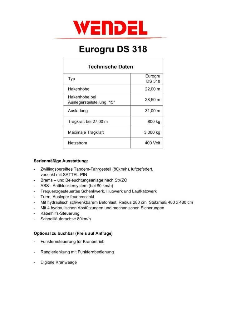 Eurogru DS 318 Schnellbaukran, Zimmermannkran, Kran Żurawie samowznoszące