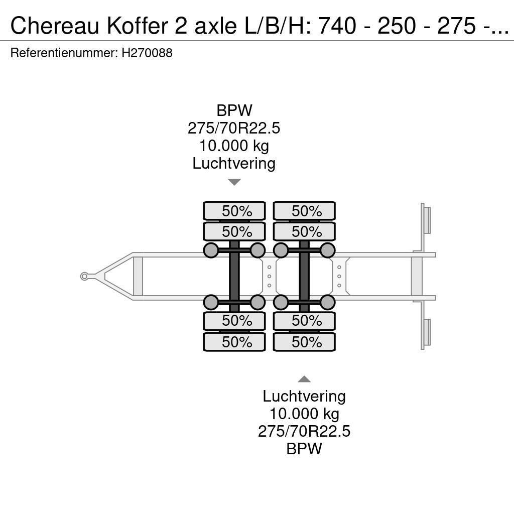 Chereau Koffer 2 axle L/B/H: 740 - 250 - 275 - BPW Axle Przyczepy ze skrzynią zamkniętą