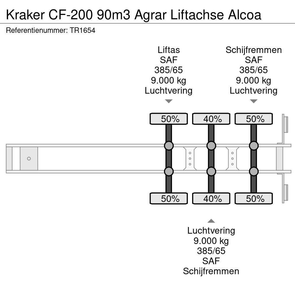 Kraker CF-200 90m3 Agrar Liftachse Alcoa Naczepy z ruchomą podłogą