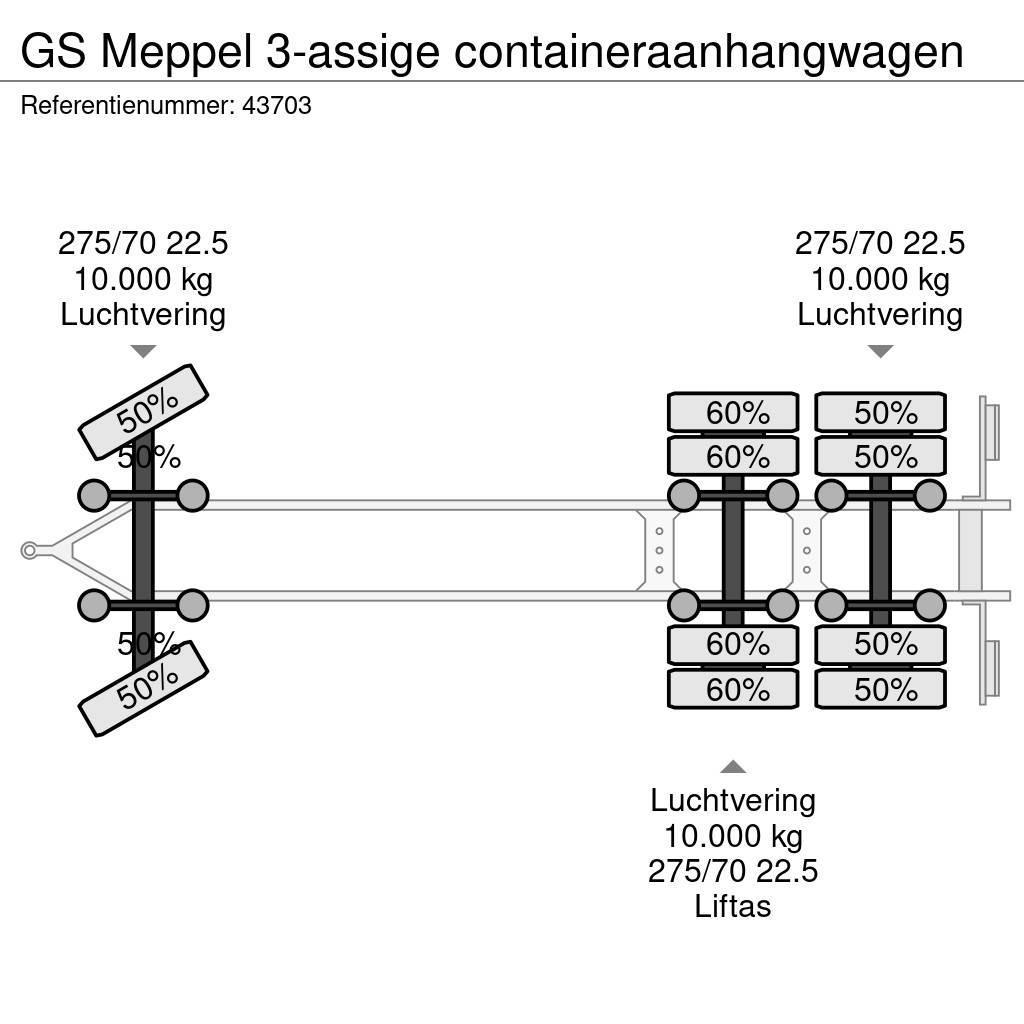 GS Meppel 3-assige containeraanhangwagen Przyczepy do transportu kontenerów