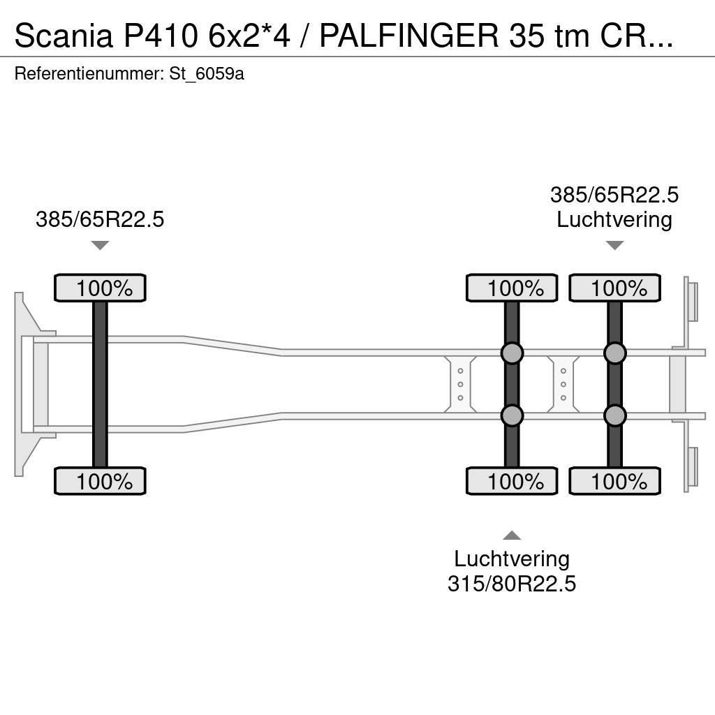 Scania P410 6x2*4 / PALFINGER 35 tm CRANE + WINCH Żurawie samochodowe