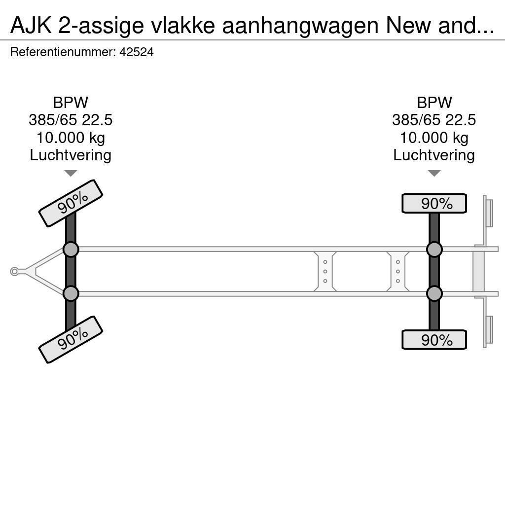 AJK 2-assige vlakke aanhangwagen New and Unused! Platformy / Przyczepy z otwieranymi burtami