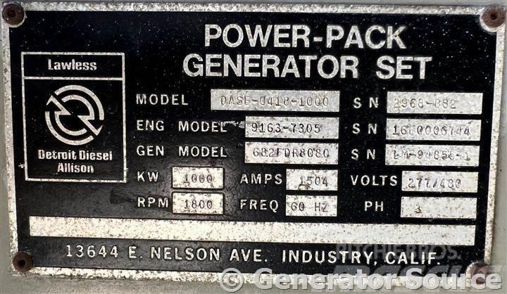 Detroit 1000 kW - JUST ARRIVED Agregaty prądotwórcze Diesla