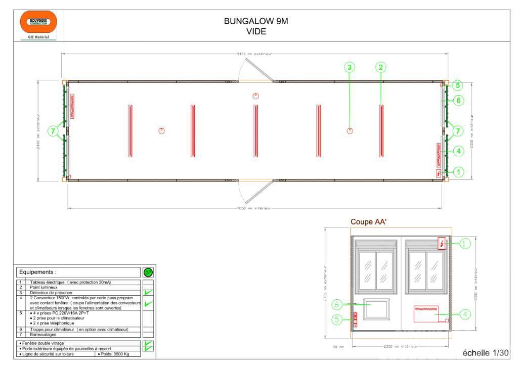  Bungalow 9 m Bureau vide Baraki budowlane