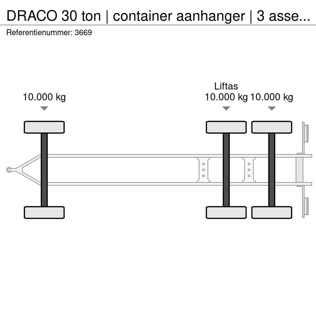 Draco 30 ton | container aanhanger | 3 asser overzetter Przyczepy do transportu kontenerów