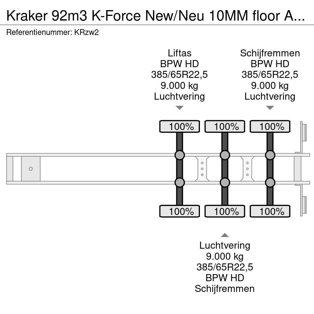 Kraker 92m3 K-Force New/Neu 10MM floor Alcoa's Liftachse Naczepy z ruchomą podłogą