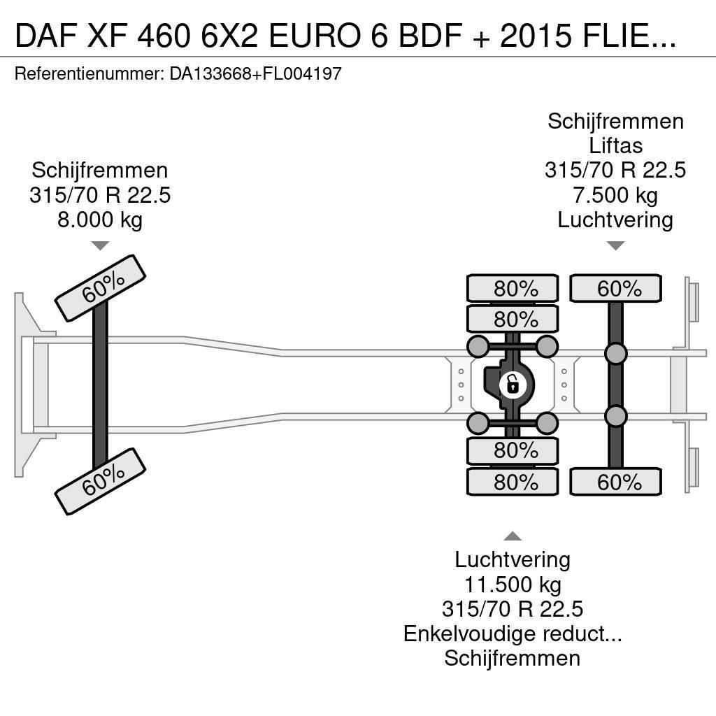DAF XF 460 6X2 EURO 6 BDF + 2015 FLIEGL 2 AXLE Ciężarówki z wymienną zabudową