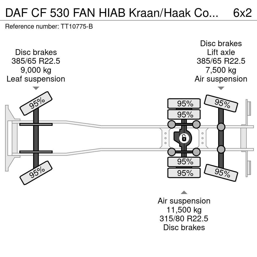 DAF CF 530 FAN HIAB Kraan/Haak Combikeuring 12-2030 Żurawie szosowo-terenowe