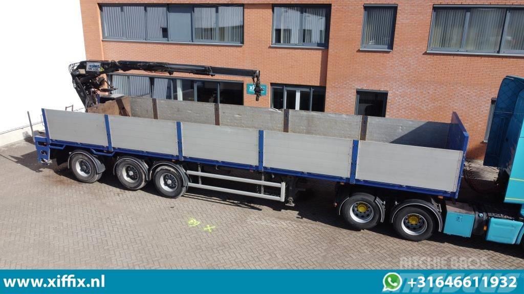 Floor 3-axle stone trailer with Kennis 14 ton/mtr crane Platformy / Naczepy z otwieranymi burtami