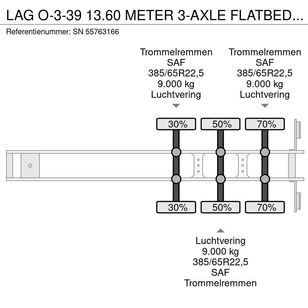 LAG O-3-39 13.60 METER 3-AXLE FLATBED (4 IDENTICAL UNI Platformy / Naczepy z otwieranymi burtami