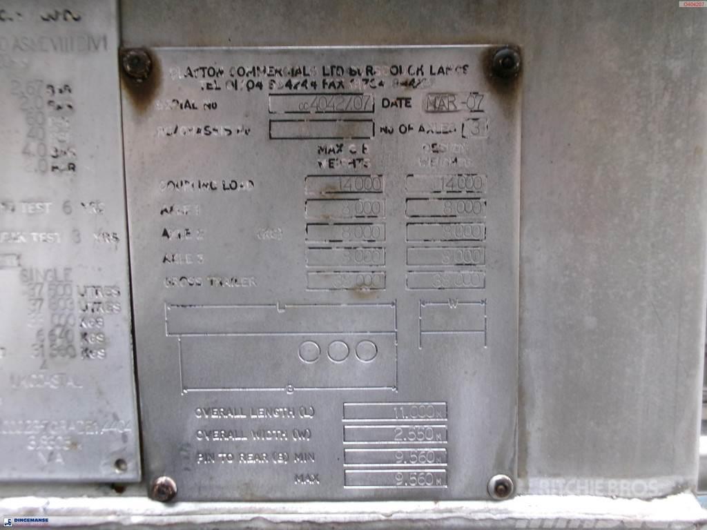  Clayton Chemical tank inox 37.5 m3 / 1 comp Naczepy cysterna