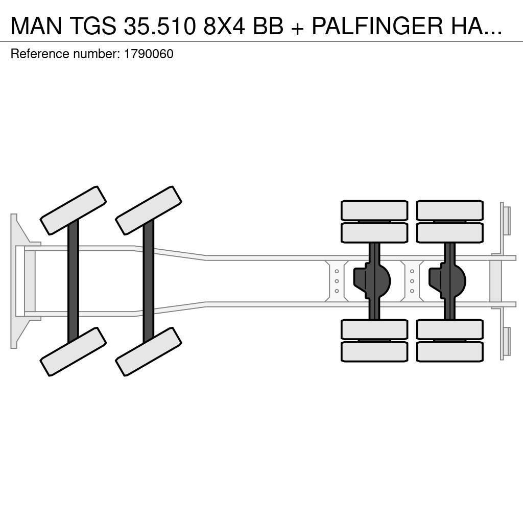 MAN TGS 35.510 8X4 BB + PALFINGER HAAKARMSYSTEEM + PAL Żurawie samochodowe