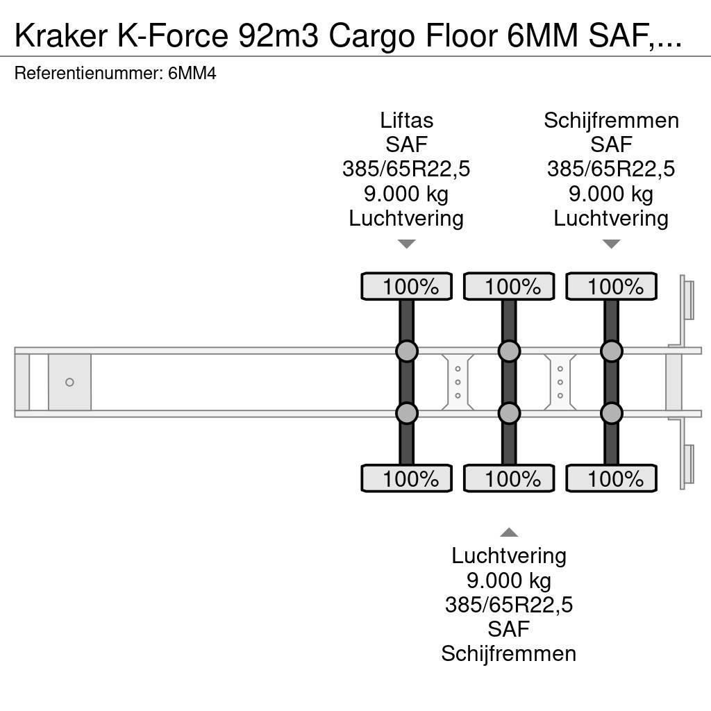 Kraker K-Force 92m3 Cargo Floor 6MM SAF, Liftachse, Remot Naczepy z ruchomą podłogą