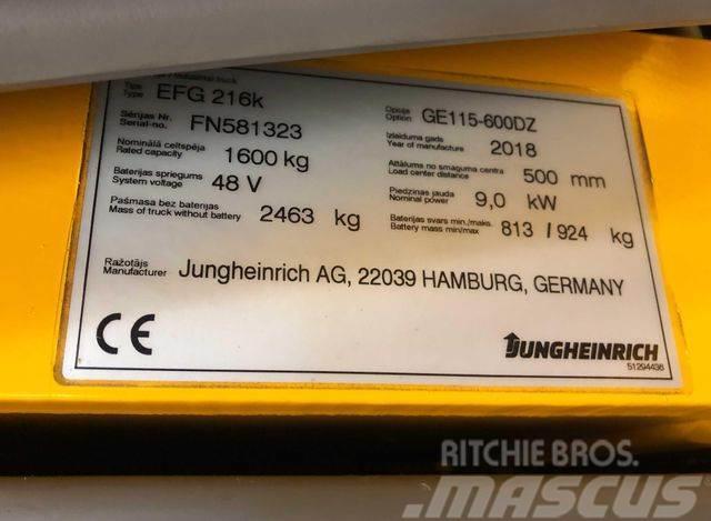 Jungheinrich EFG216k - 6 M HUBHÖHE -BATTERIE 86% -NEUWERTIG Wózki widłowe inne